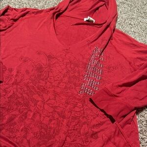 University of Alabama Red Floral V-neck Lightweight Hoodie (XL) - EUC!